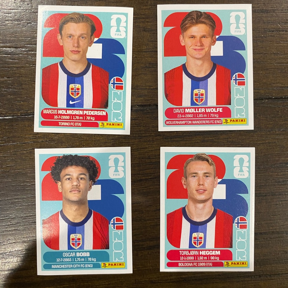 4 Norway players panini stickers
